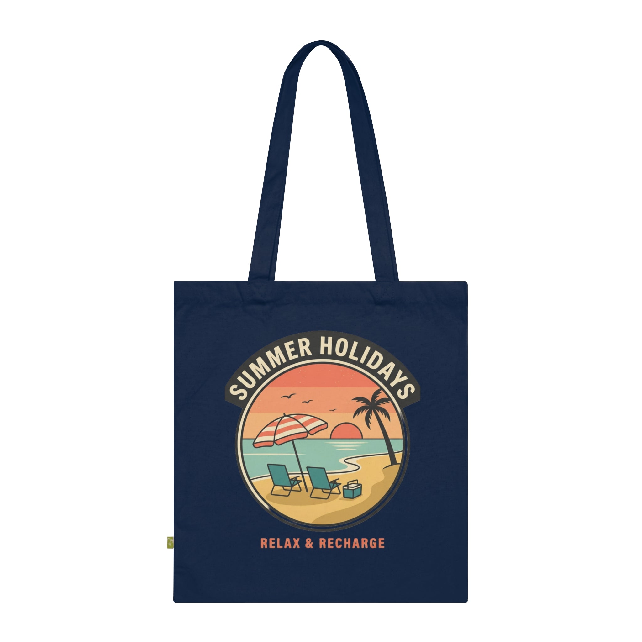 Tote Bag — Summer Holidays Beach Design “Relax & Recharge” Organic Cotton Tote