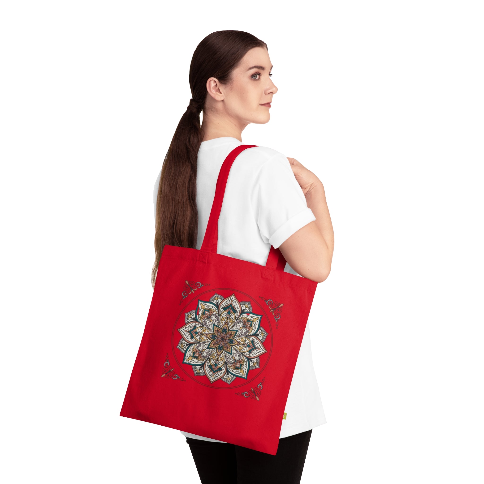 Mandala Floral Tote Bag – Organic Cotton Boho Market Tote
