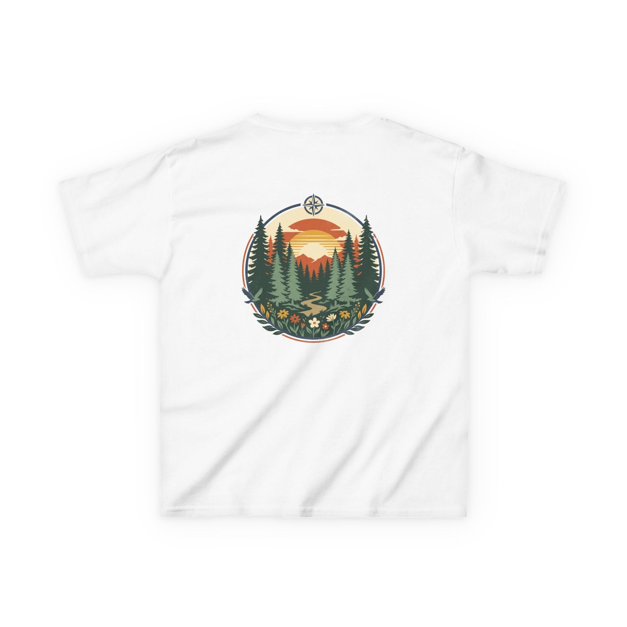 Kids Tee — Retro Forest Sunset Graphic
