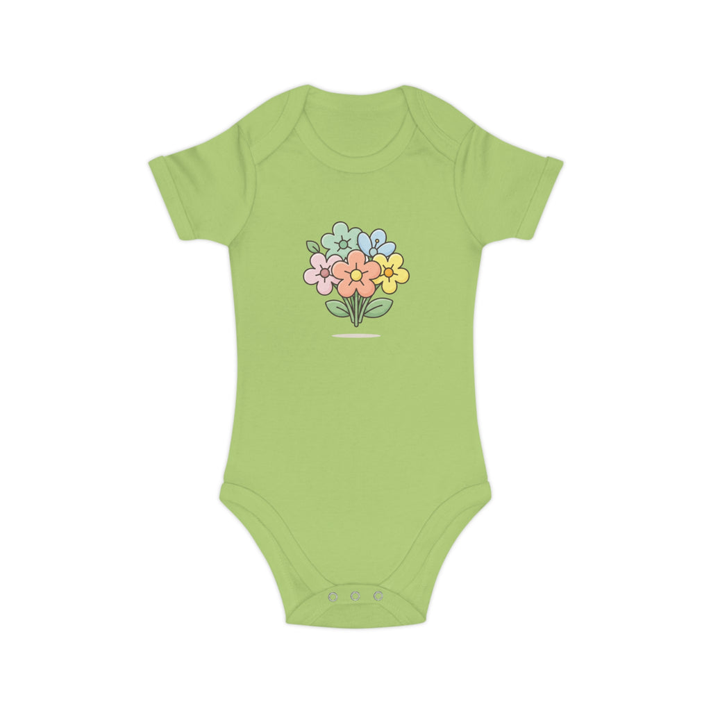 Floral Bouquet Baby Bodysuit — Cute Pastel Flowers Infant Onesie