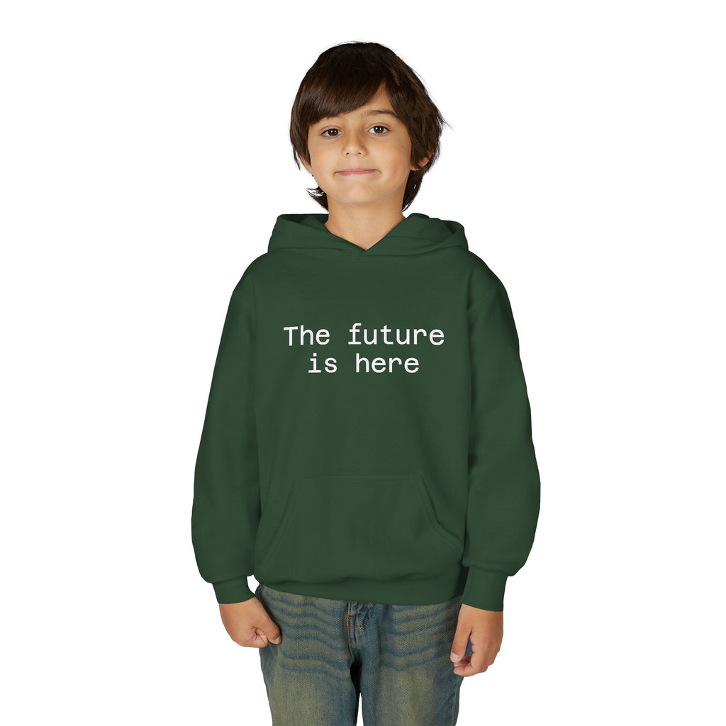 Youth Hoodie “The Future Is Here” Minimalist Slogan Sweatshirt