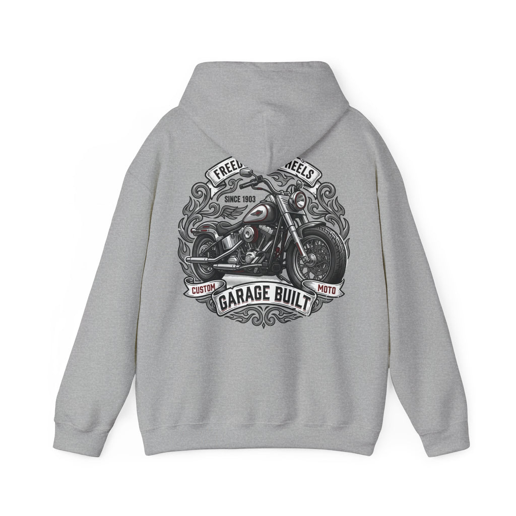 Garage Built Motorcycle Hoodie — Vintage Chopper Design