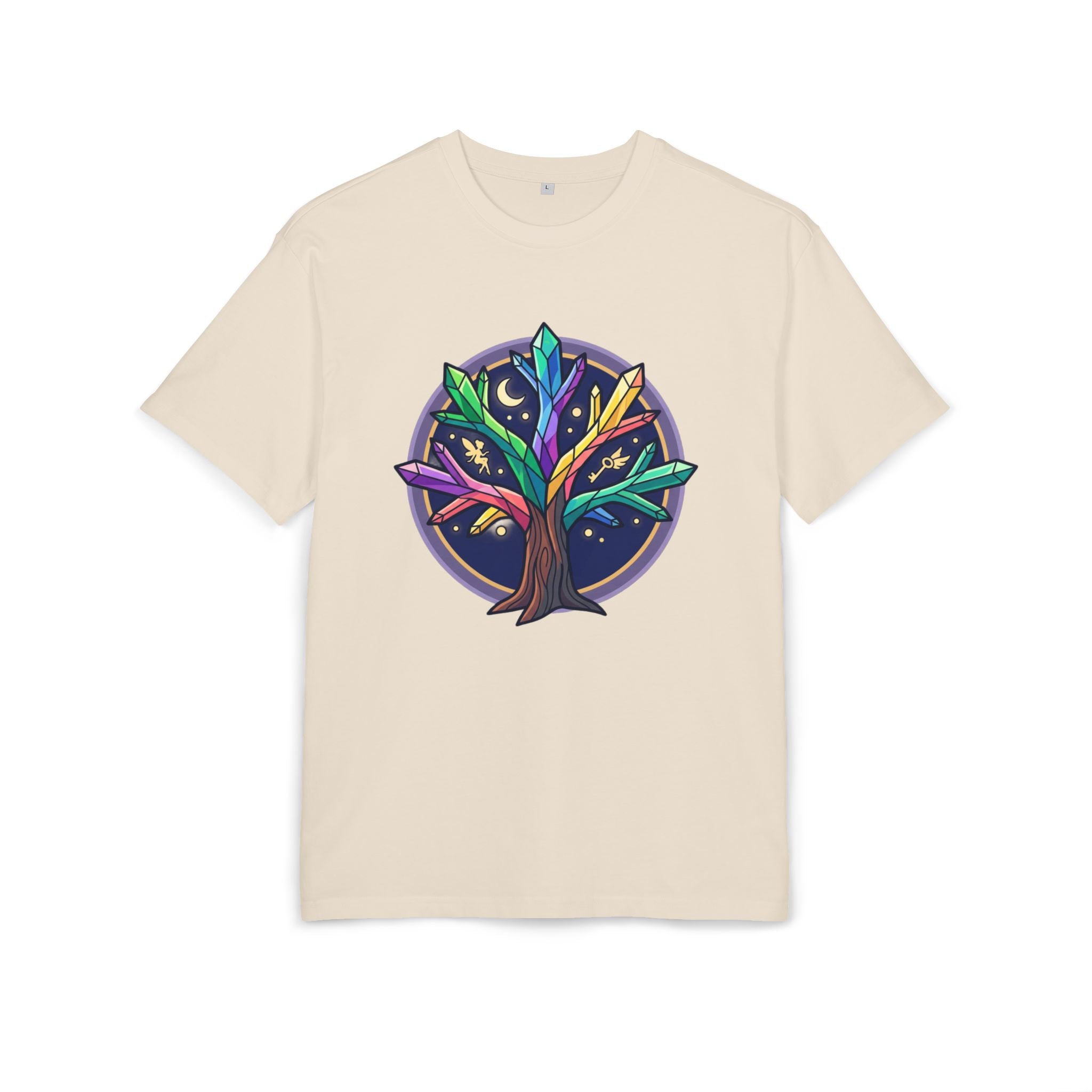 Crystal Tree Graphic Tee — Mystical Gemstone Nature Shirt