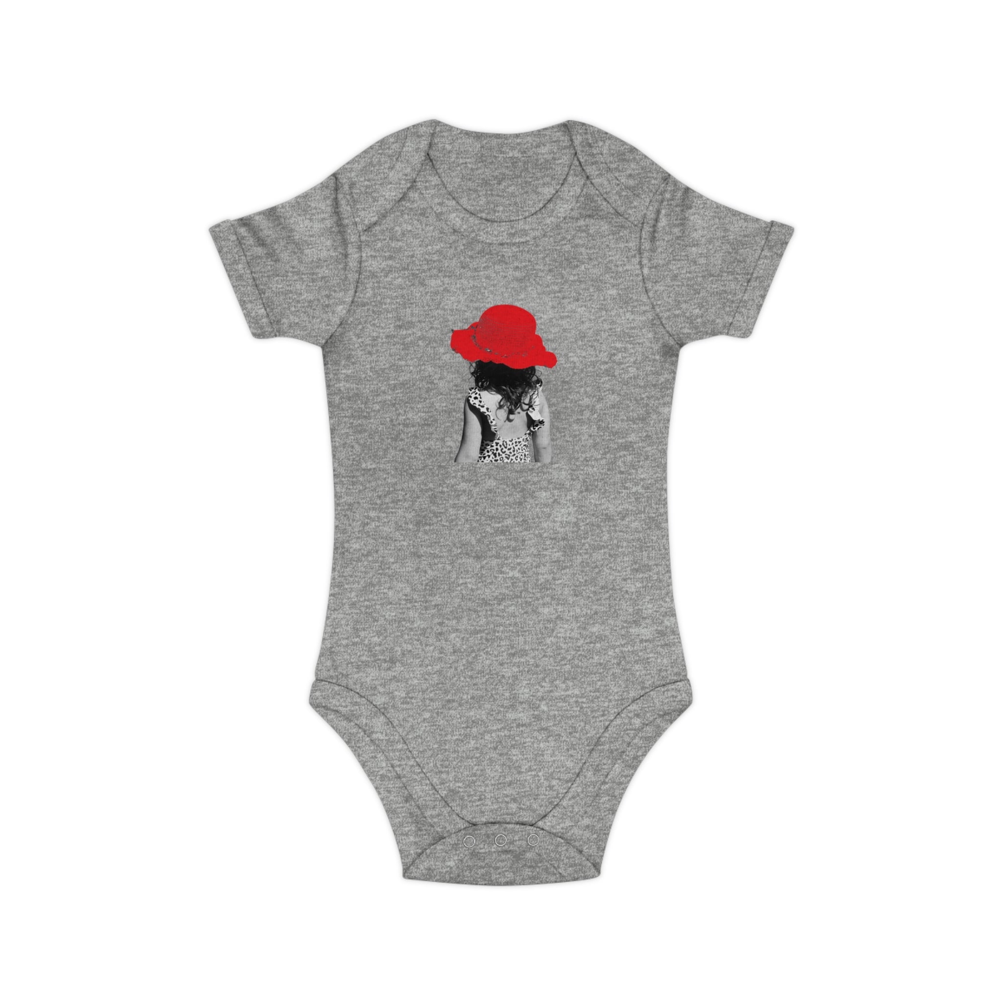 Red Hat Baby Bodysuit — Cute Minimalist Infant One-Piece with Red Hat Graphic