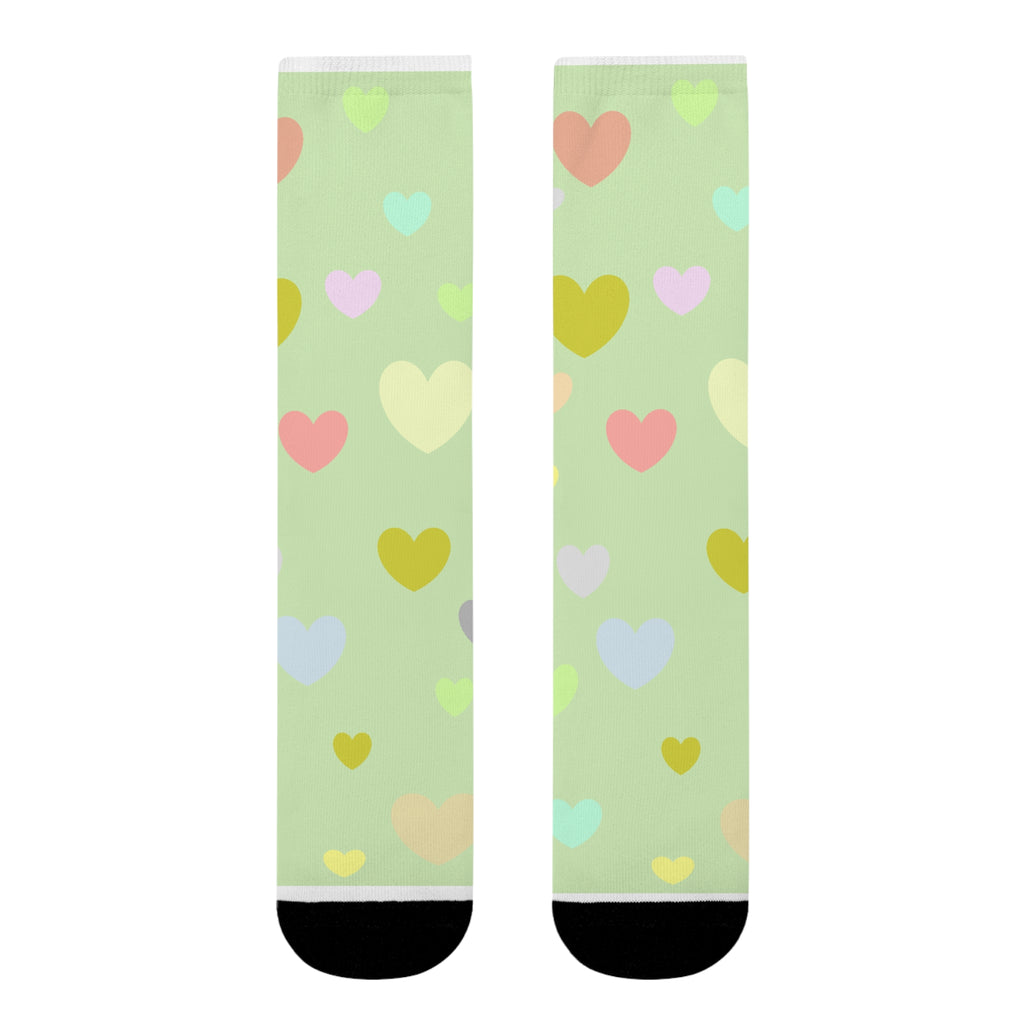 Pastel Heart Crew Socks — Cute Sublimation Socks for Women & Teens