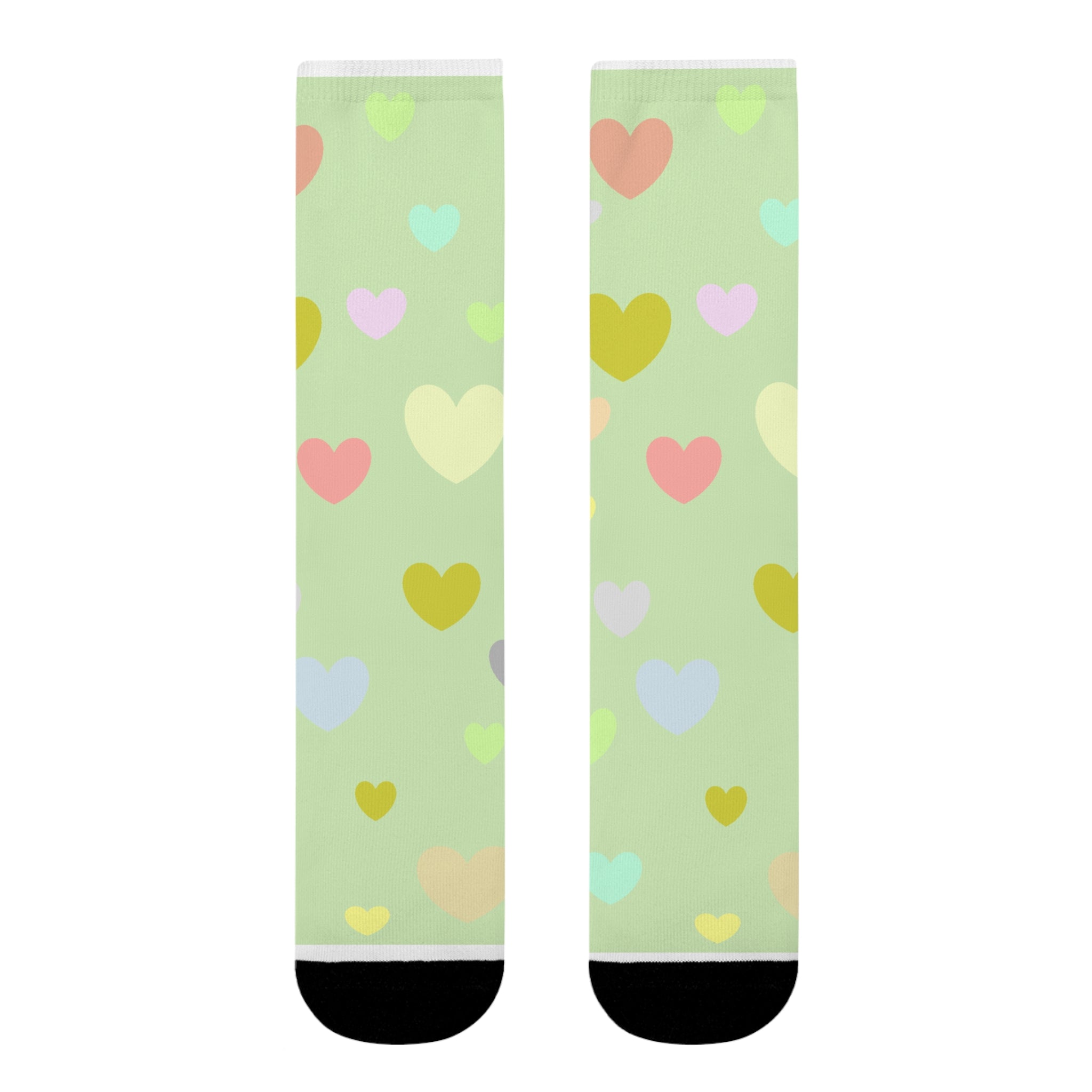 Pastel Heart Crew Socks — Cute Sublimation Socks for Women & Teens
