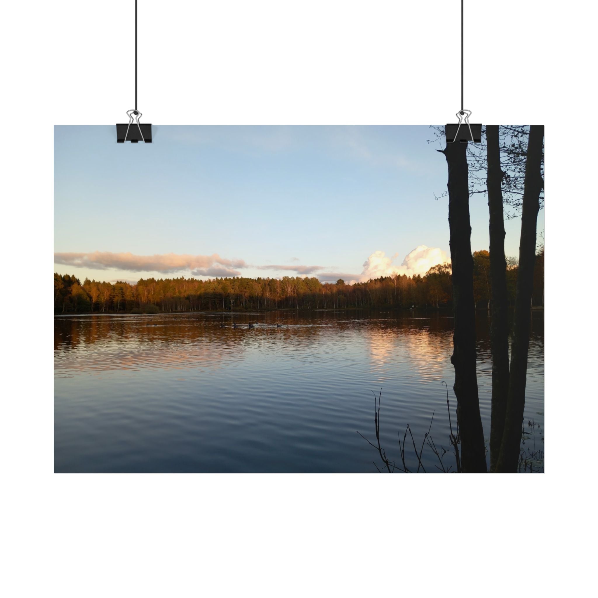 Calm Lakeside Sunset Poster — Tranquil Nature Wall Art