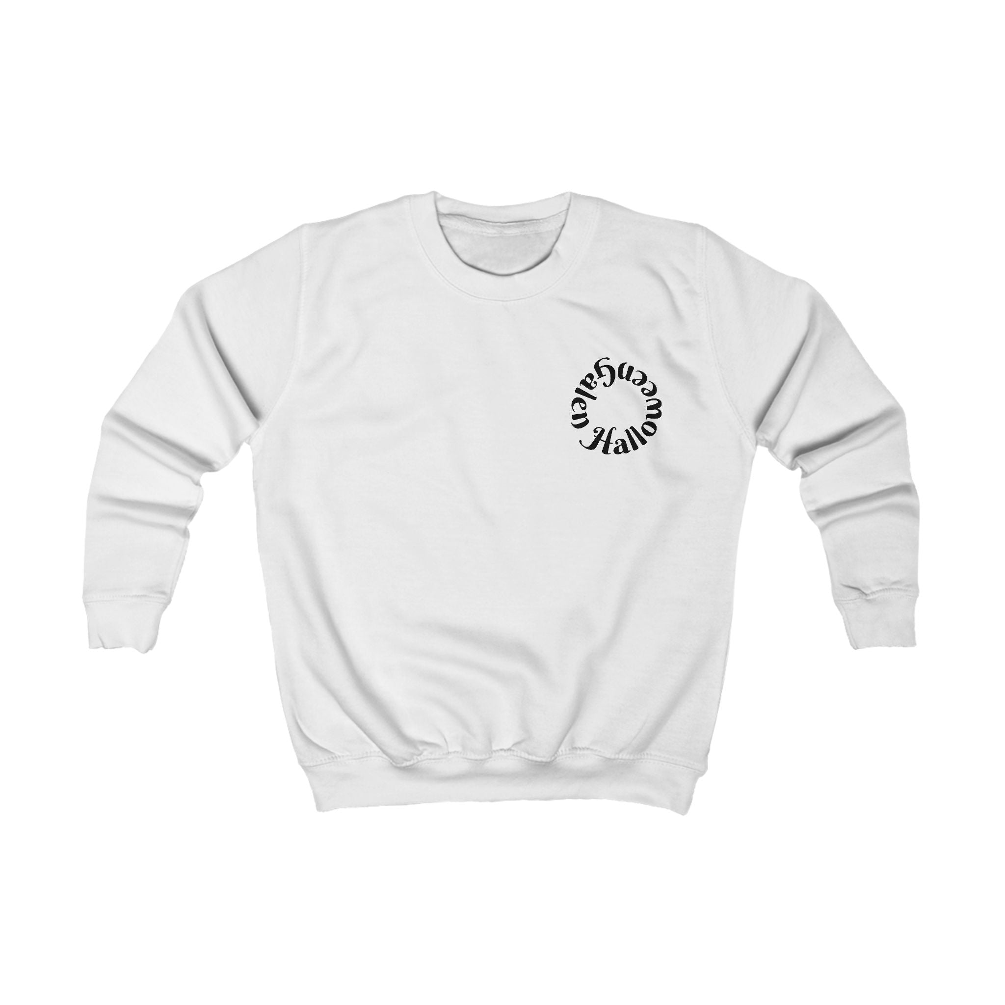Kids Sweatshirt — Cute Black Pumpkin Cartoon Halloween Crewneck for Children
