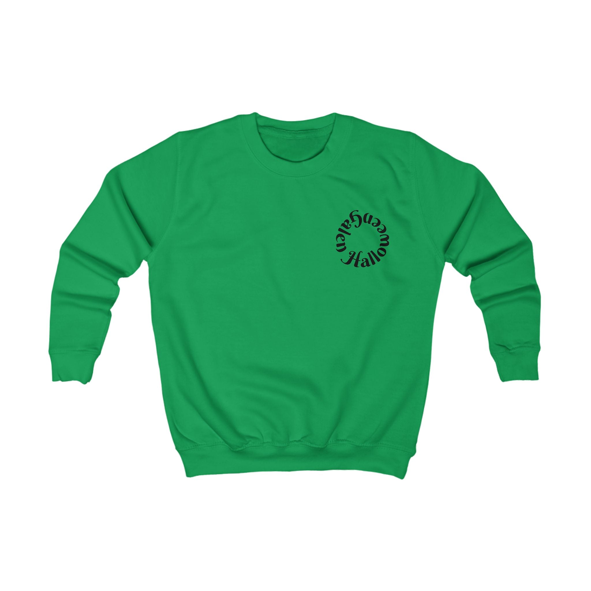 Kids Sweatshirt — Cute Black Pumpkin Cartoon Halloween Crewneck for Children