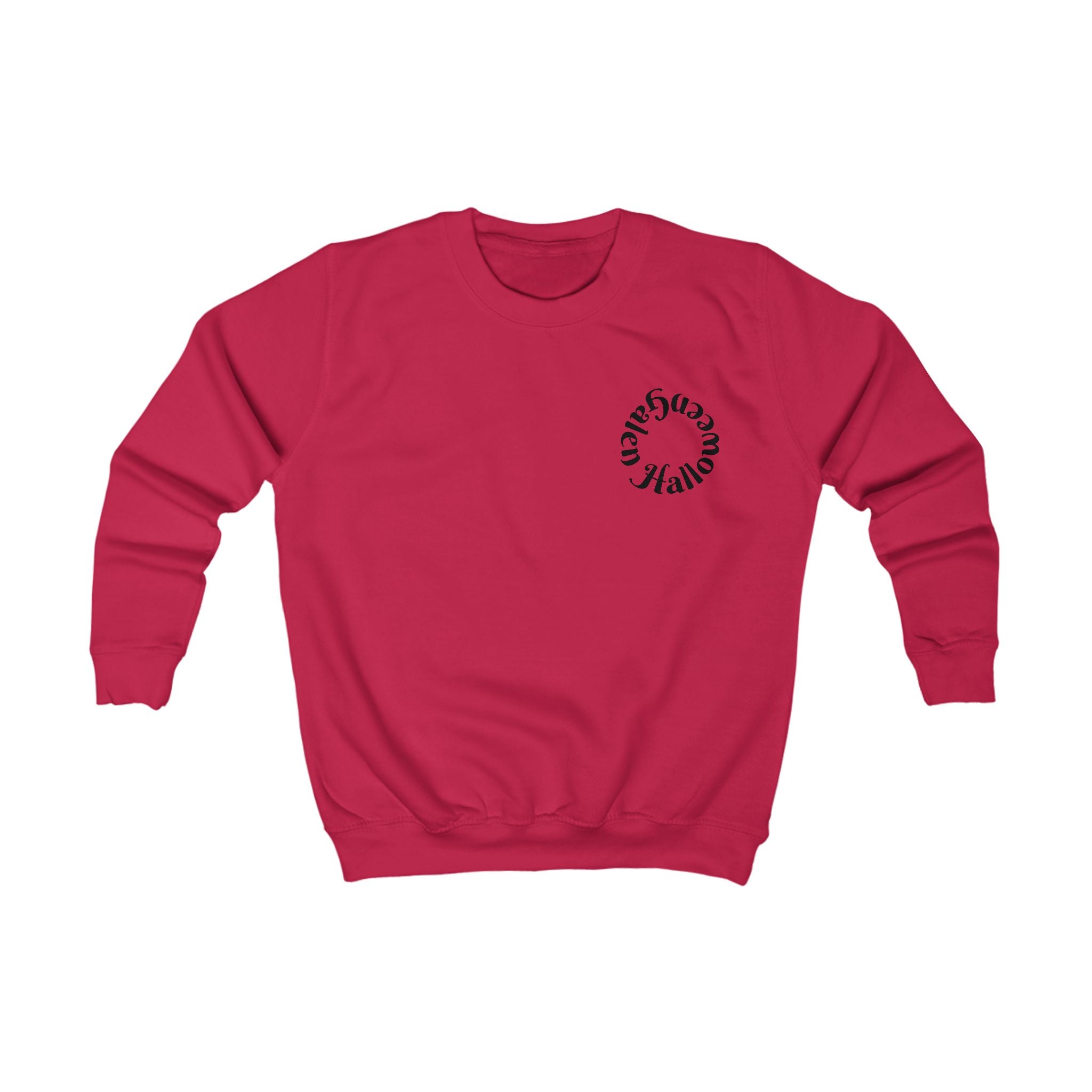 Kids Sweatshirt — Cute Black Pumpkin Cartoon Halloween Crewneck for Children