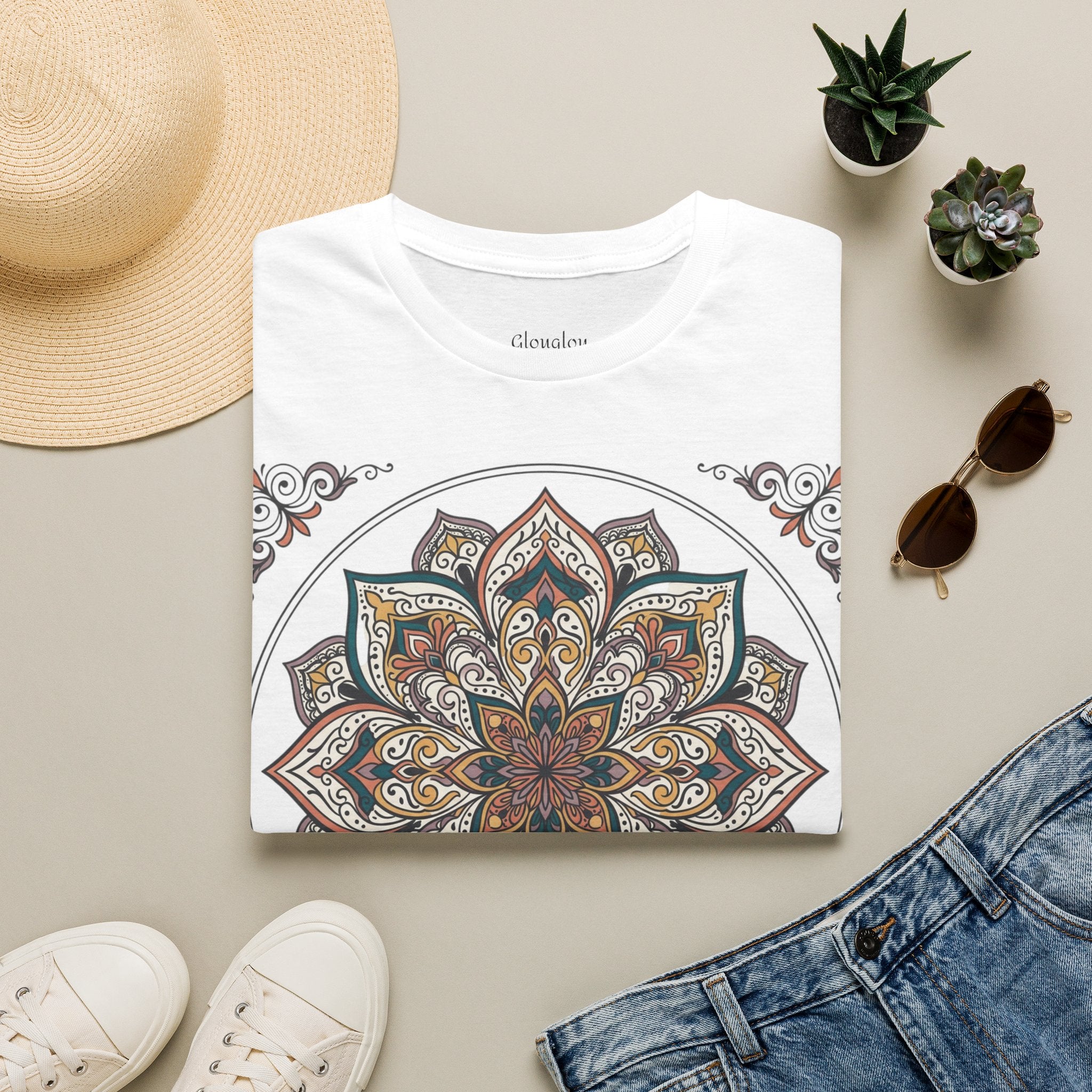 Mandala Floral T-Shirt — Boho Lotus Graphic Tee for Women & Men