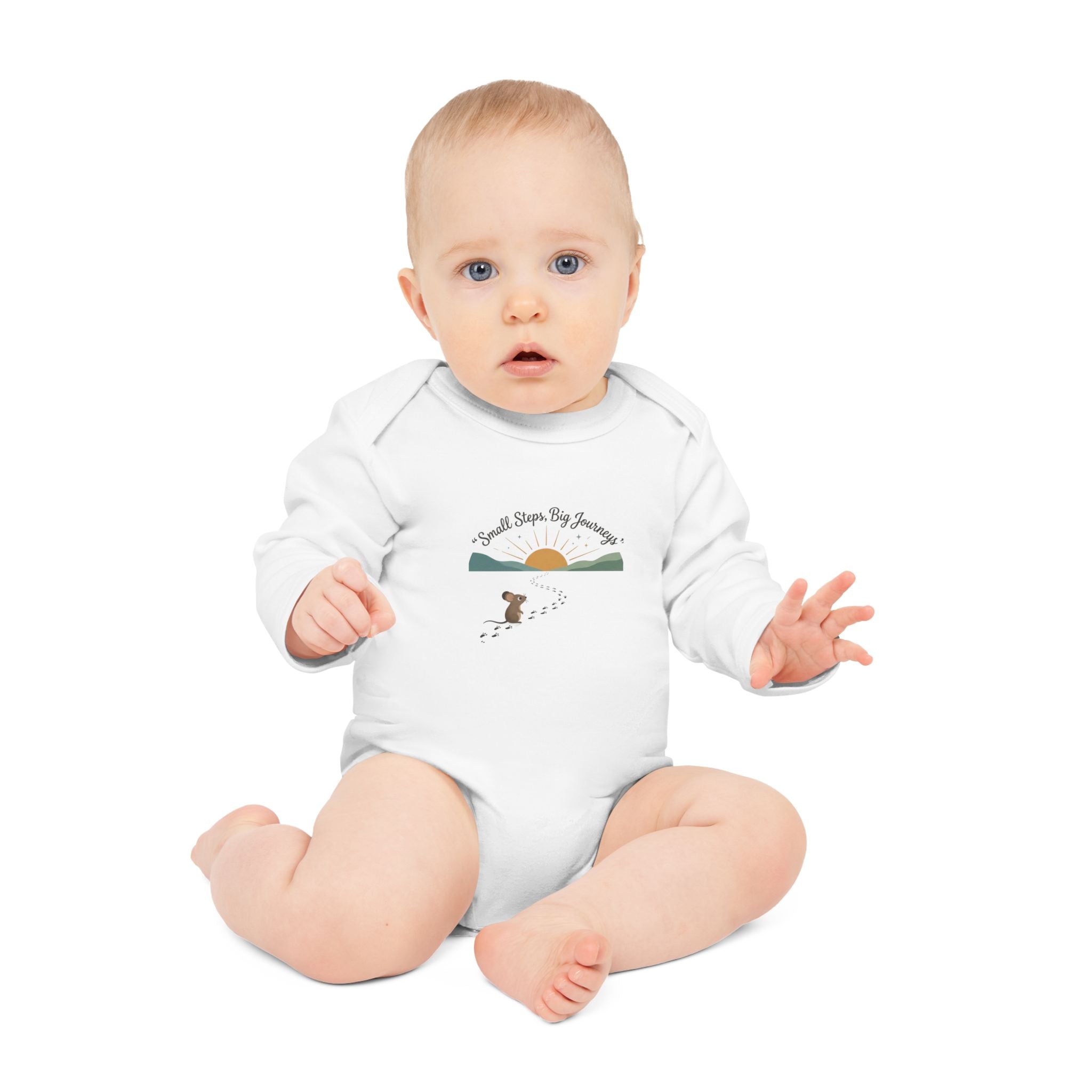 Baby Bodysuit “Small Steps, Big Journeys” Organic Long Sleeve