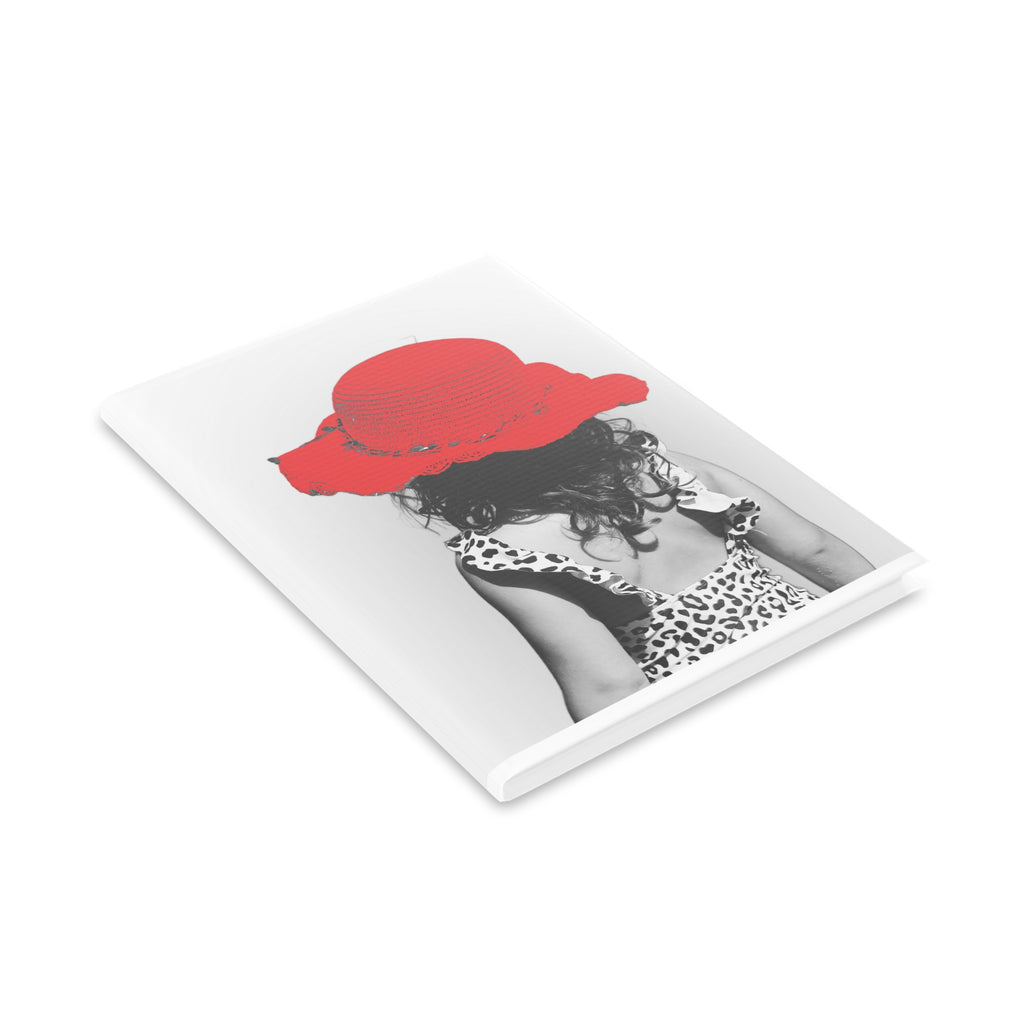 Hardcover Notebook — Retro Girl with Red Sun Hat Journal