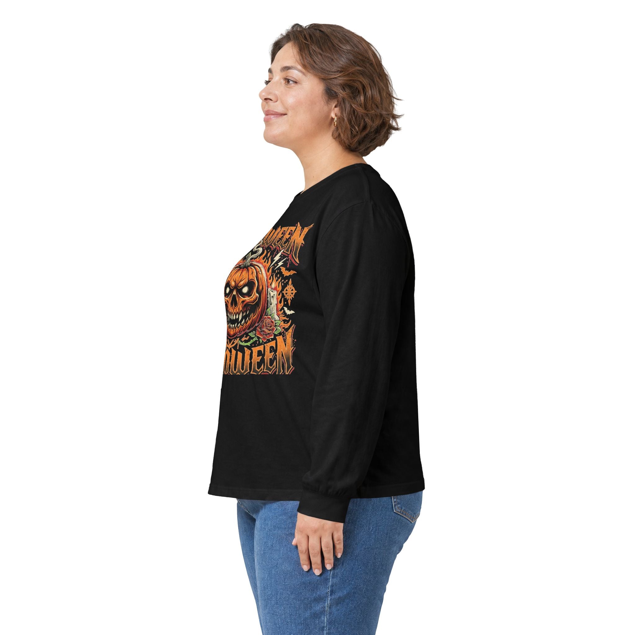 Halloween Pumpkin Long Sleeve Tee — Retro Scary Jack-O'-Lantern Graphic