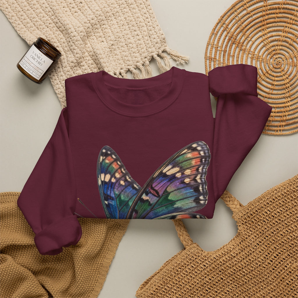 Butterfly Graphic Sweatshirt – Colorful Prism Wings Crewneck