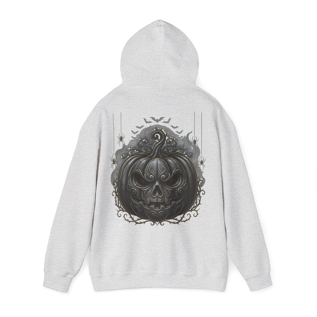 Halloween Gothic Pumpkin Hoodie — Black Ornate Jack-O'-Lantern Back Print