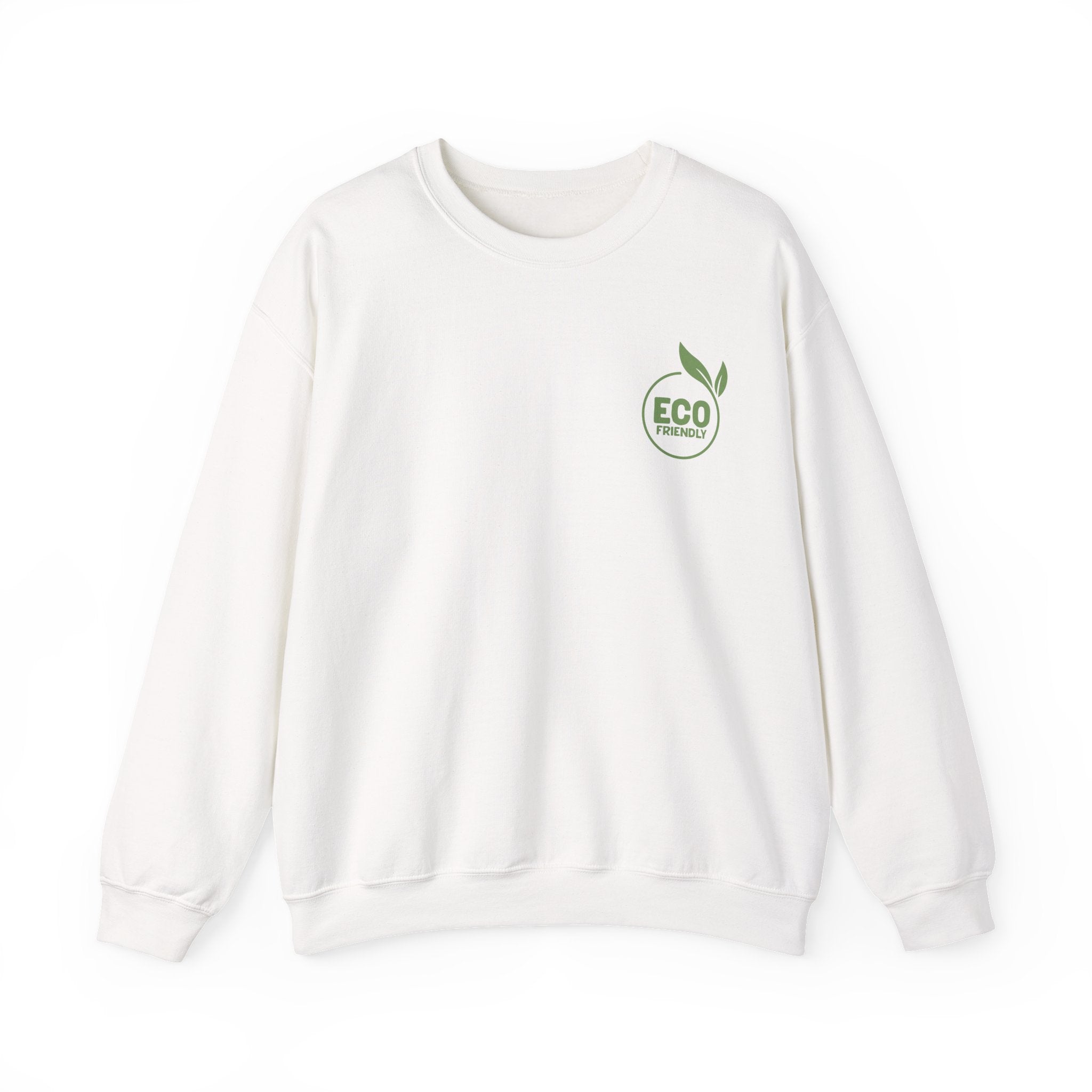 Eco Friendly Crewneck Sweatshirt — Small Green "ECO friendly" Logo