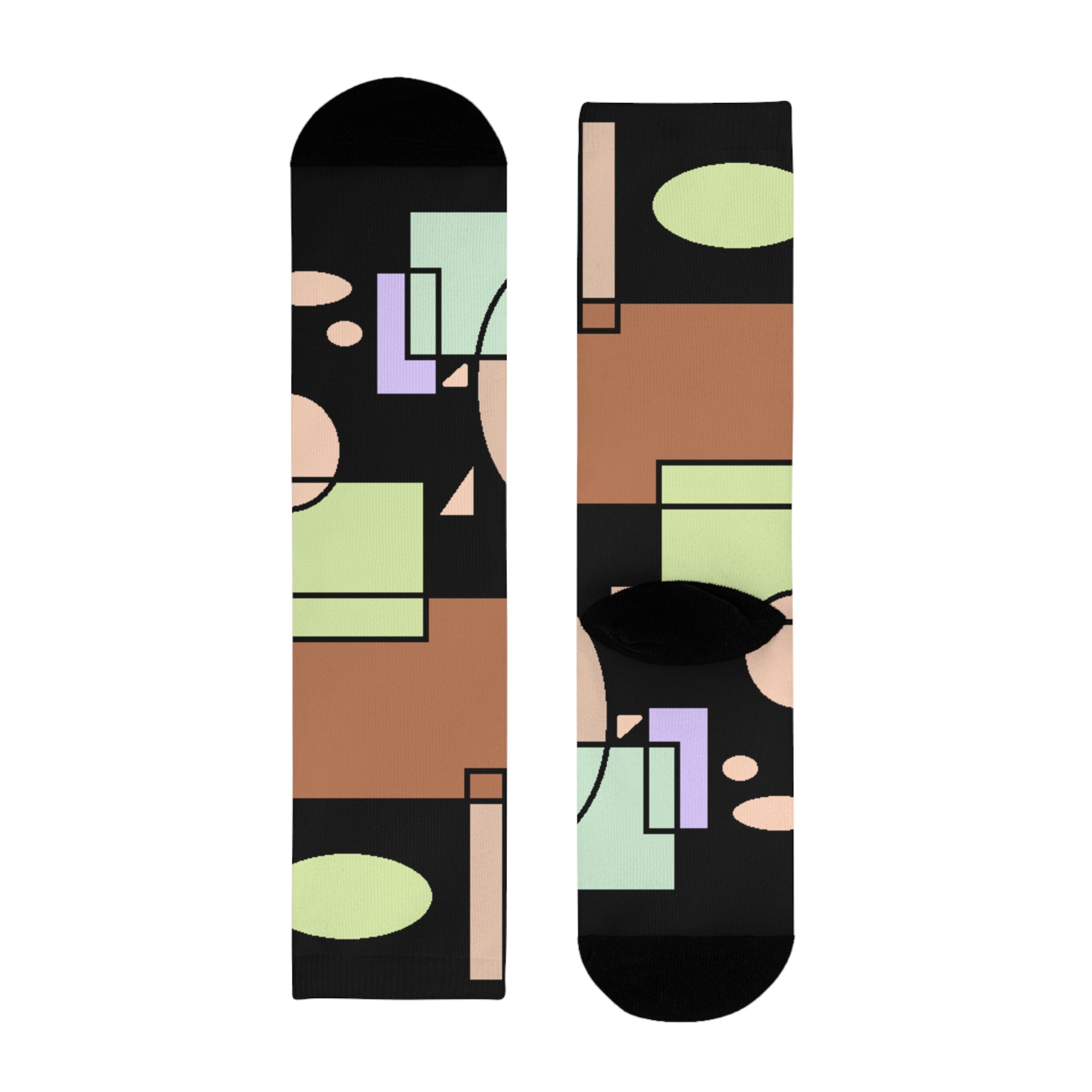 Abstract Geometric Crew Socks — Retro Shapes Sublimation Socks