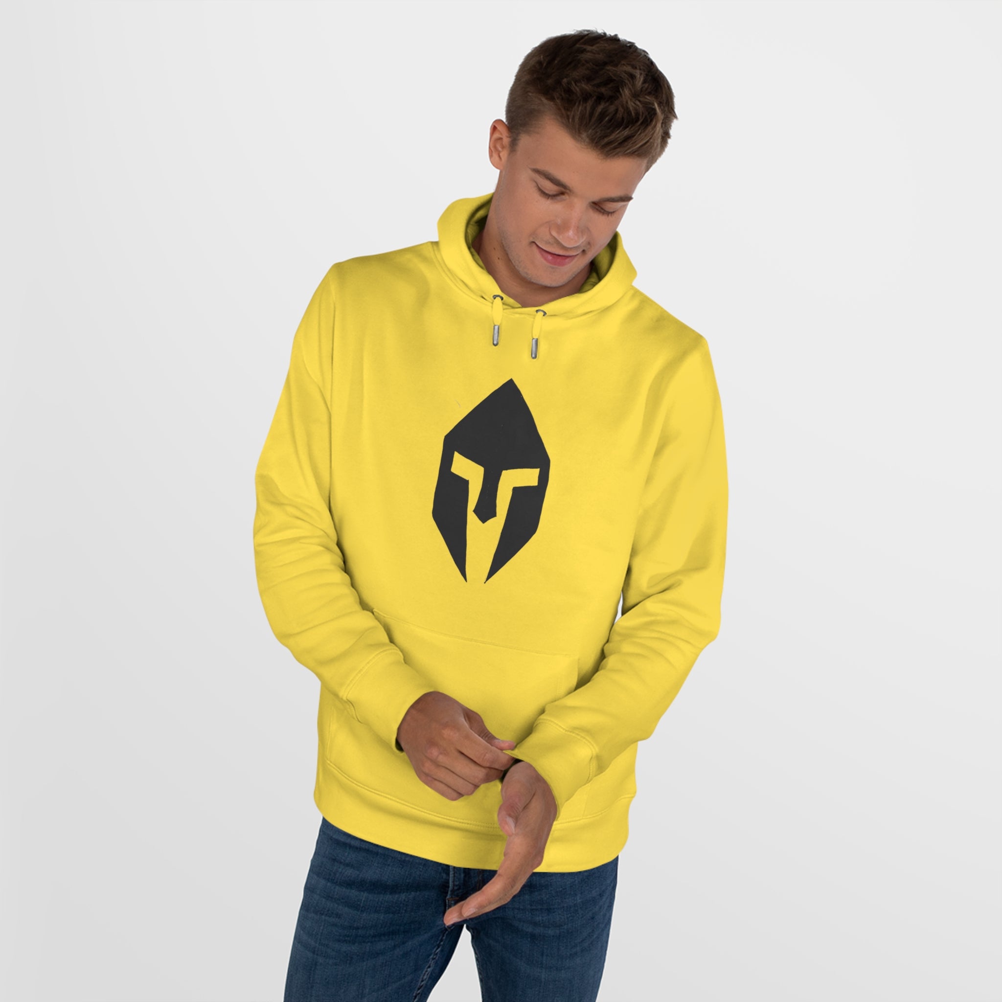 Spartan Helmet Hoodie — Minimal Warrior King Graphic Hooded Sweatshirt