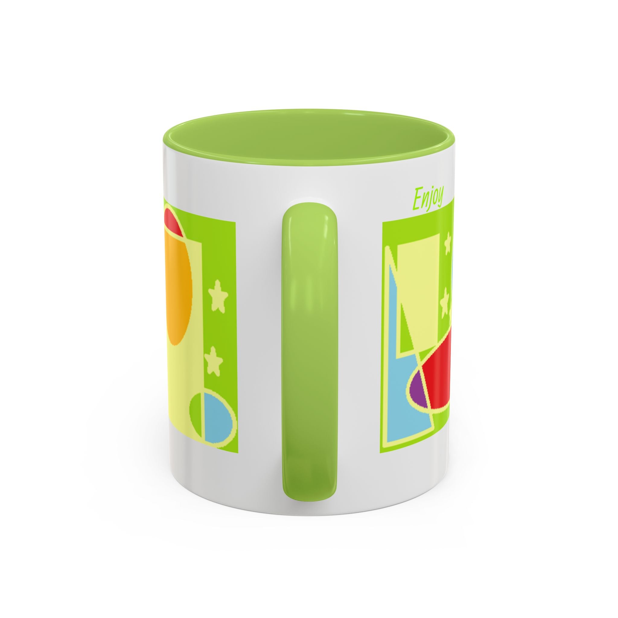 Bright Geometric Accent Coffee Mug — Retro Shapes Design