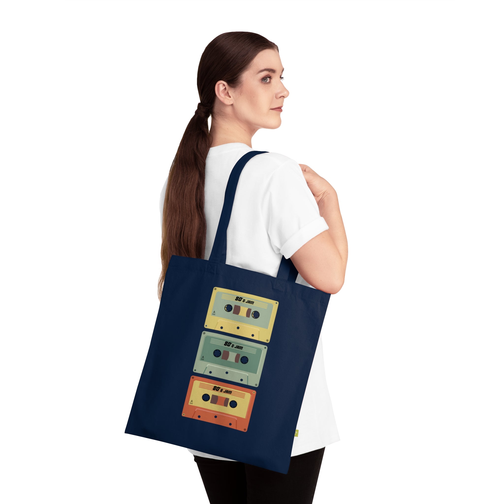 Vintage Cassette Tape Organic Tote Bag — Retro Music Lover Reusable Shopper