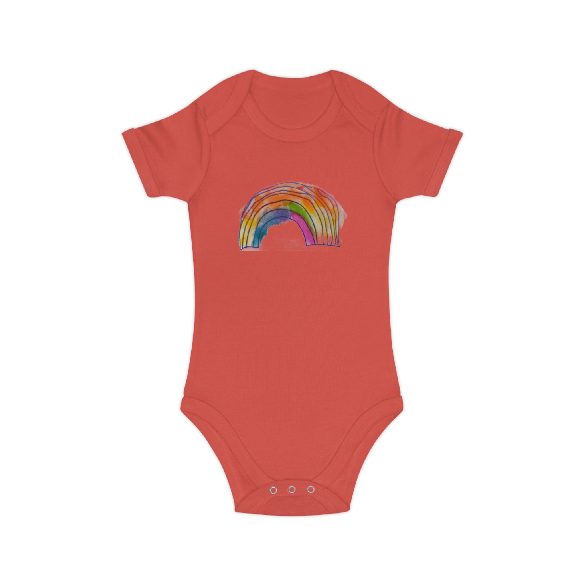 Baby Bodysuit with Watercolor Rainbow – Combed Cotton Infant One-Piece