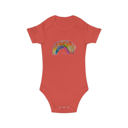 Baby Bodysuit with Watercolor Rainbow – Combed Cotton Infant One-Piece