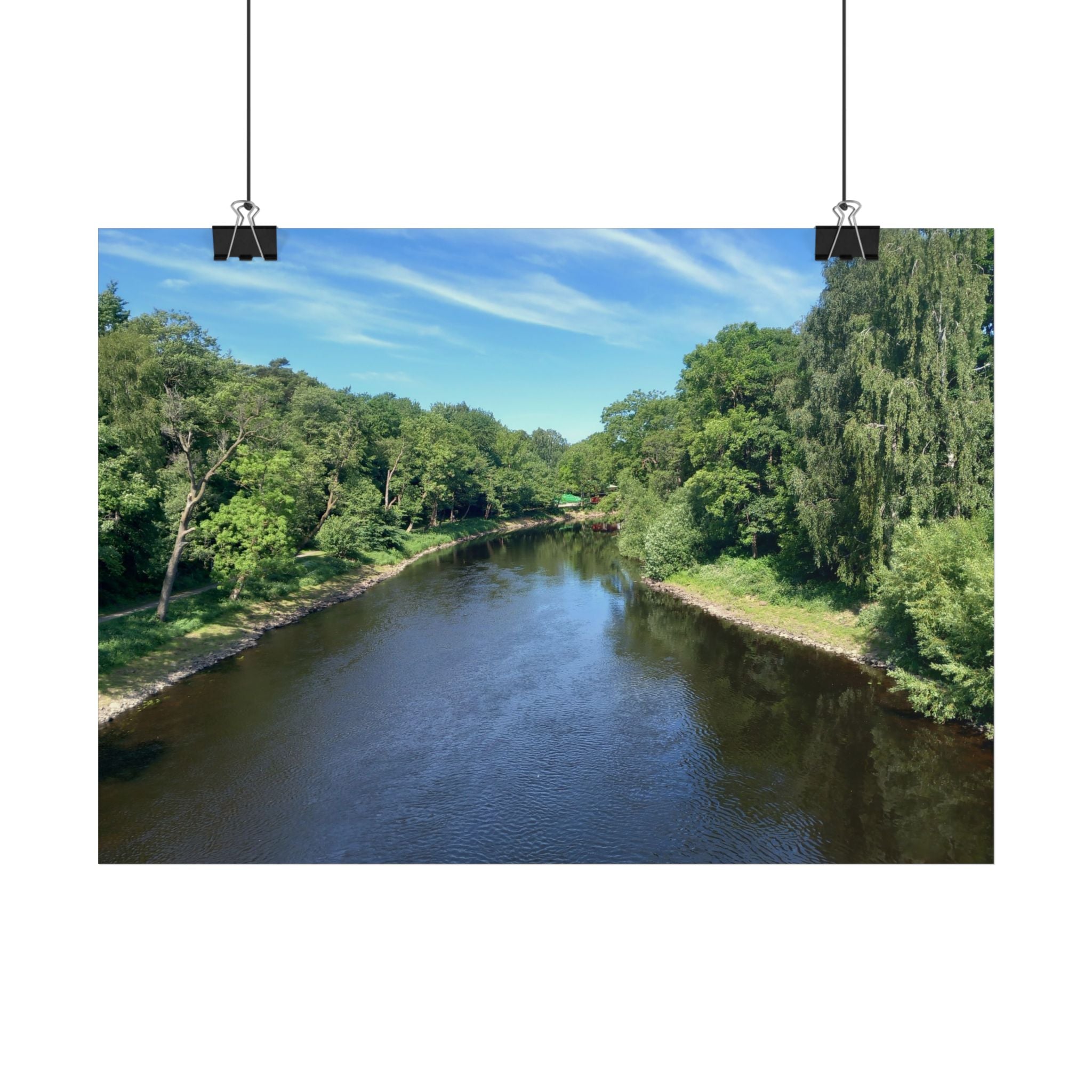 River Landscape Poster — Serene European Nature Wall Art