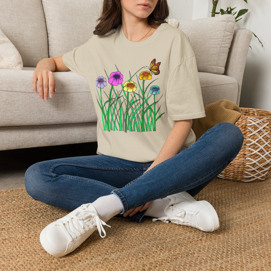 Floral Butterfly Garden T-Shirt — Colorful Wildflower Tee