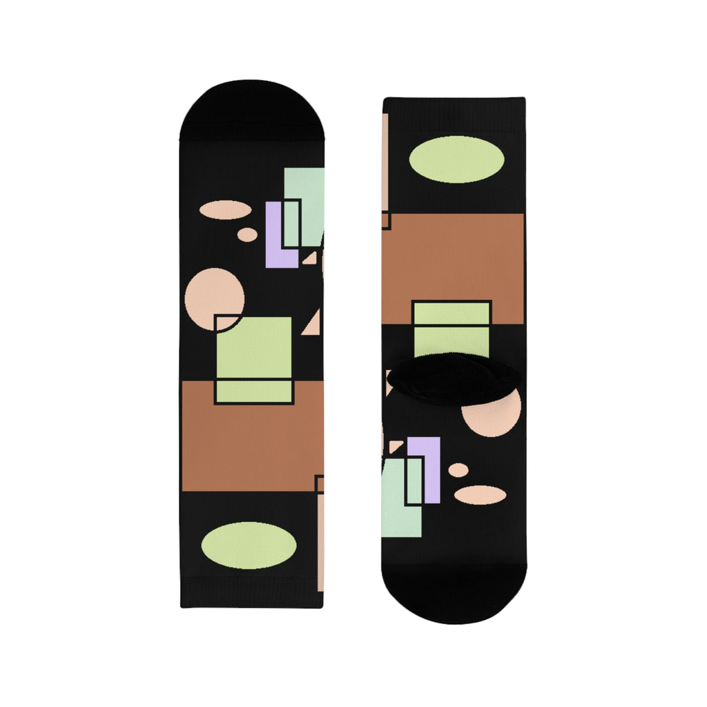 Abstract Geometric Crew Socks — Retro Shapes Sublimation Socks