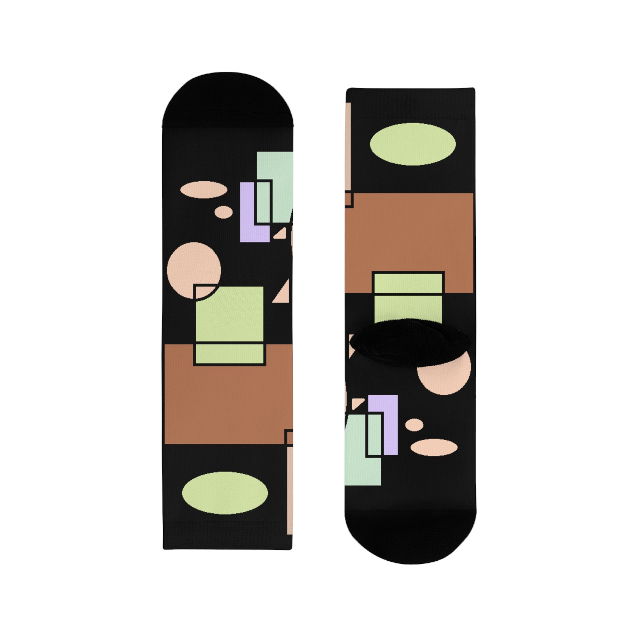 Abstract Geometric Crew Socks — Retro Shapes Sublimation Socks