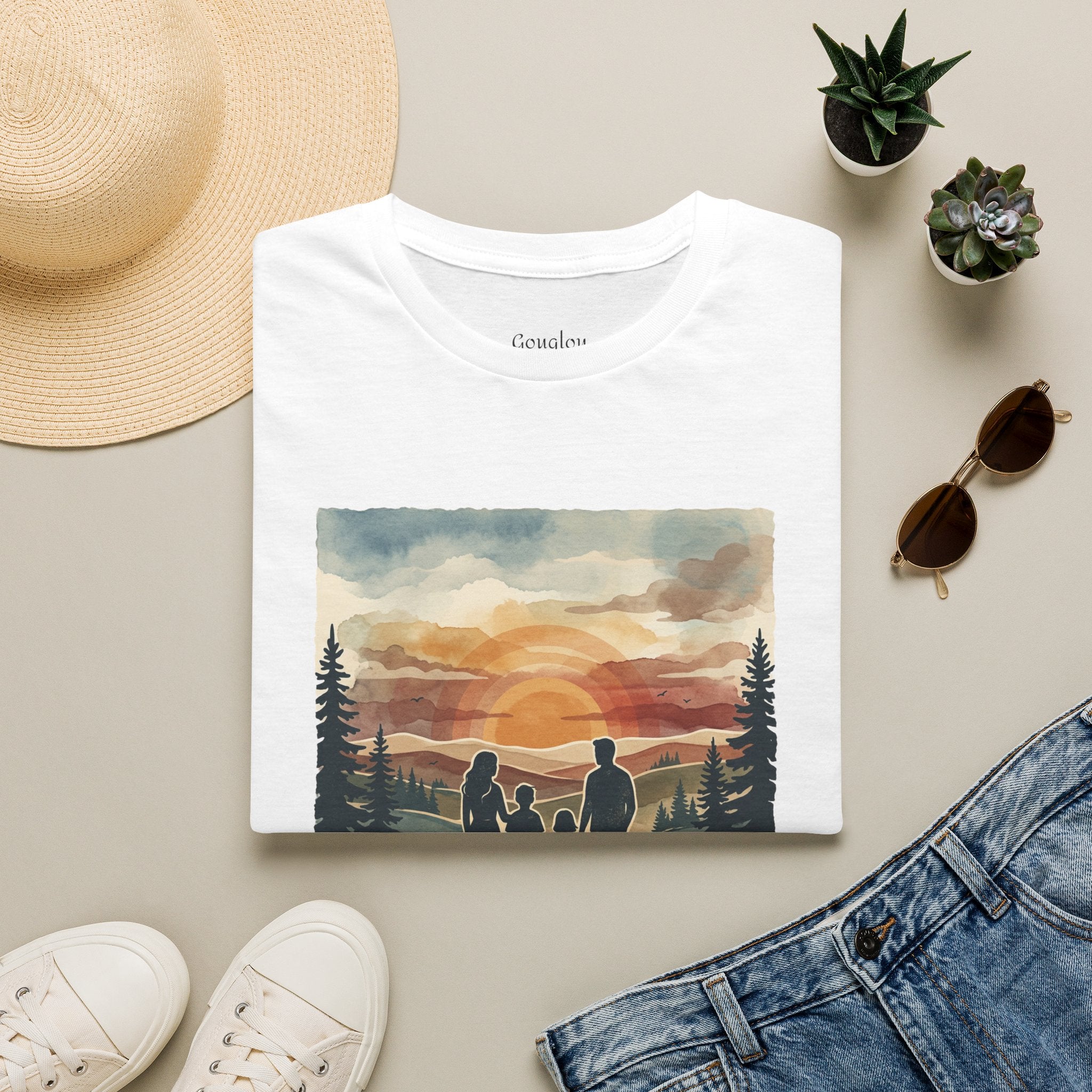 Family Sunset T‑Shirt — Silhouette Camping Sunset Graphic Tee