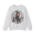 Witch & Black Cat Crewneck Sweatshirt — Halloween Witch Broom Graphic