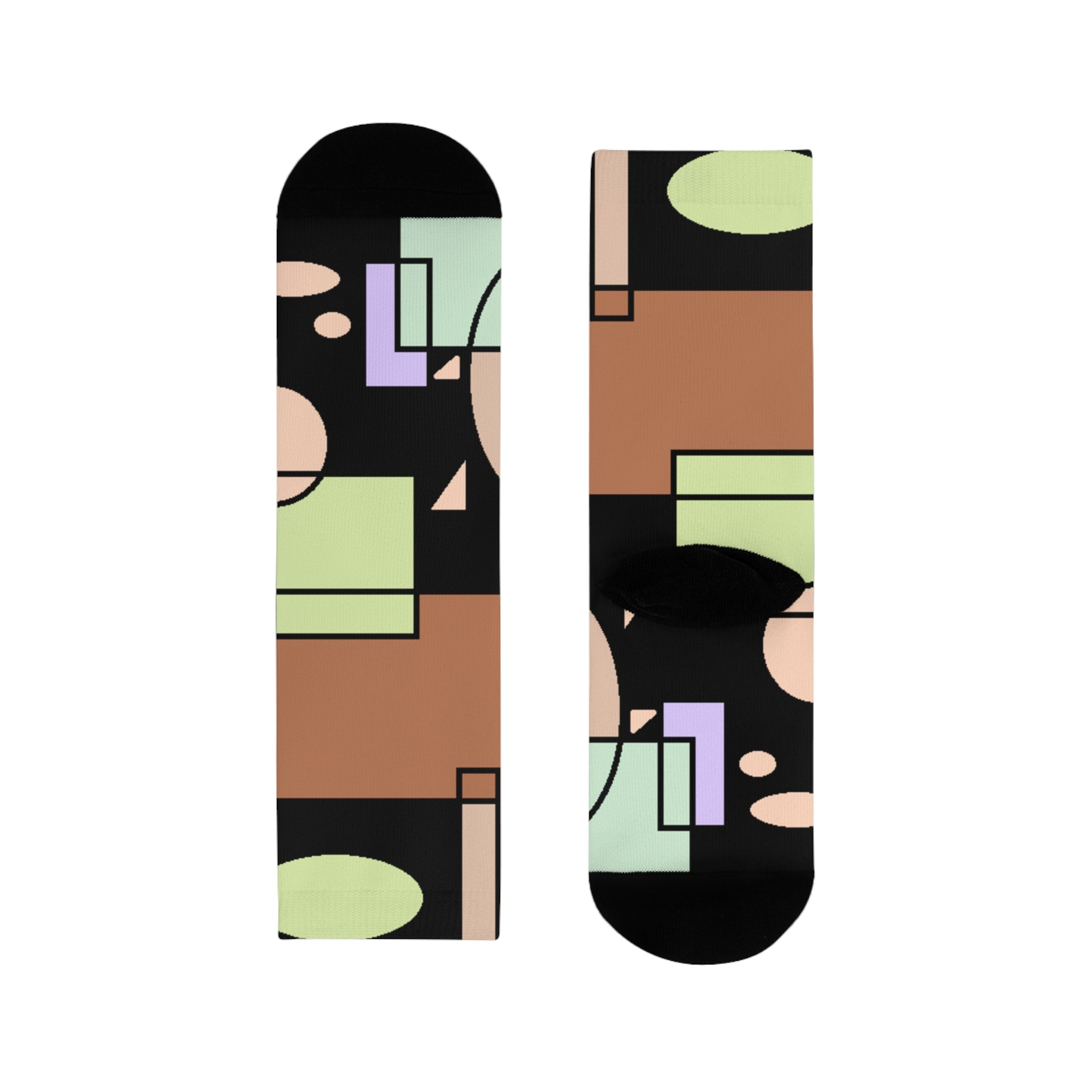 Abstract Geometric Crew Socks — Retro Shapes Sublimation Socks