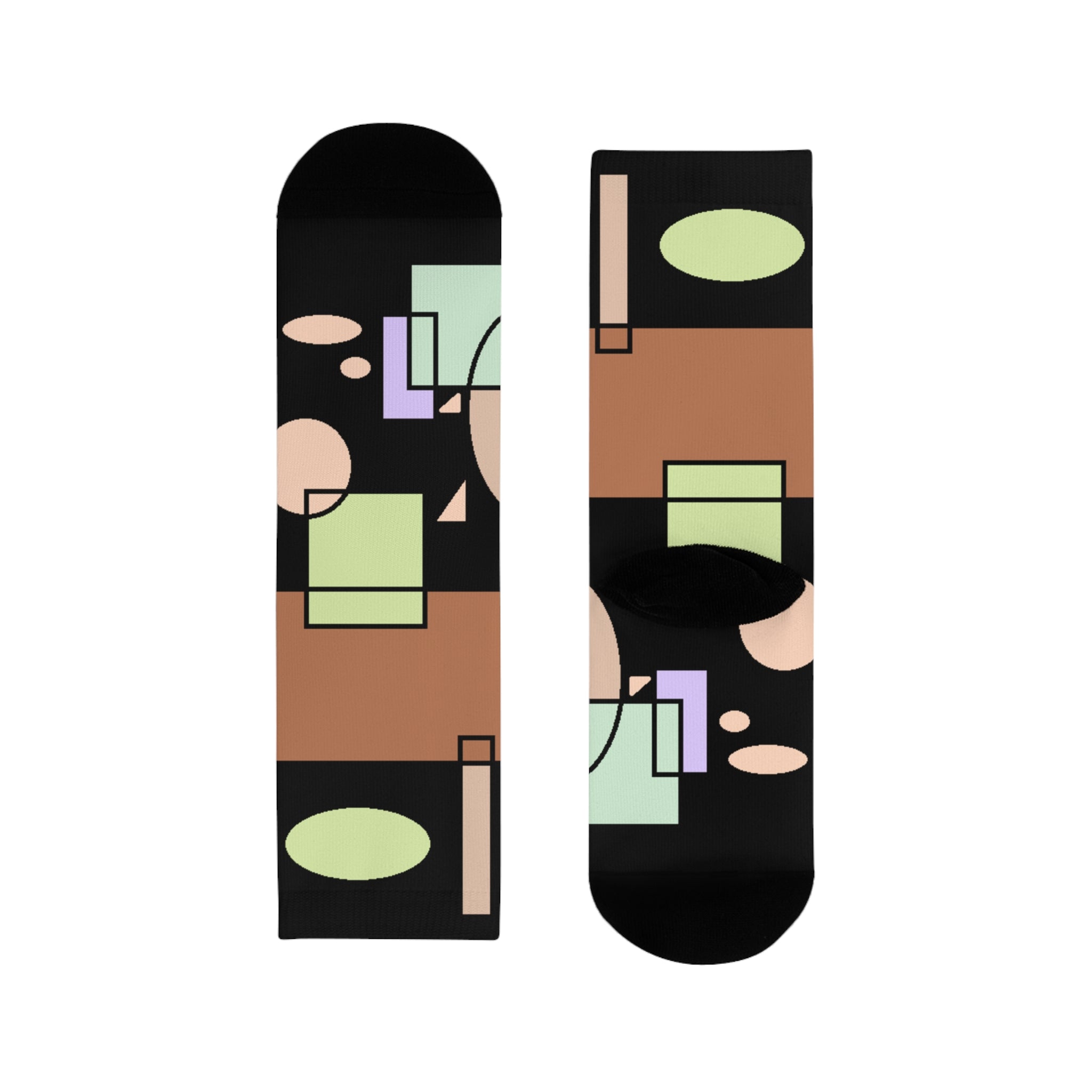 Abstract Geometric Crew Socks — Retro Shapes Sublimation Socks