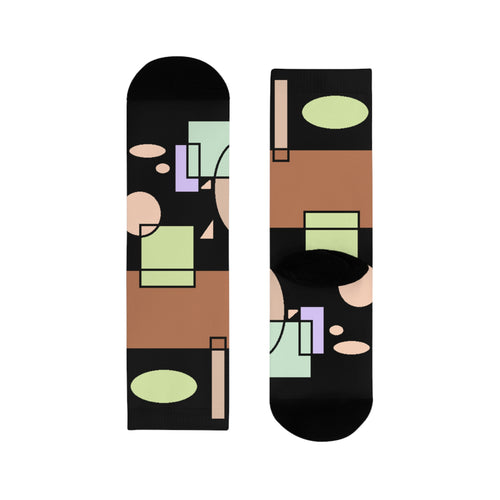 Abstract Geometric Crew Socks — Retro Shapes Sublimation Socks
