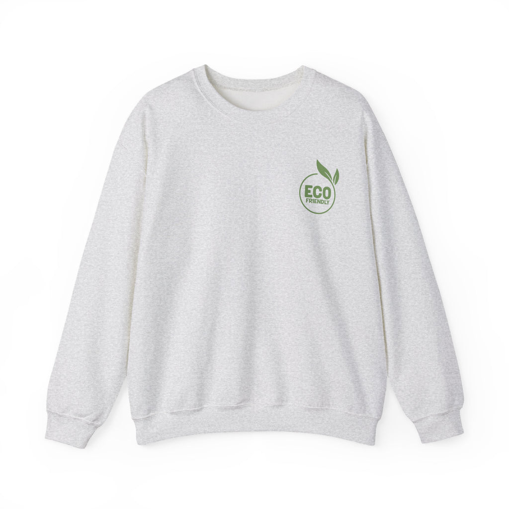 Eco Friendly Crewneck Sweatshirt — Small Green "ECO friendly" Logo