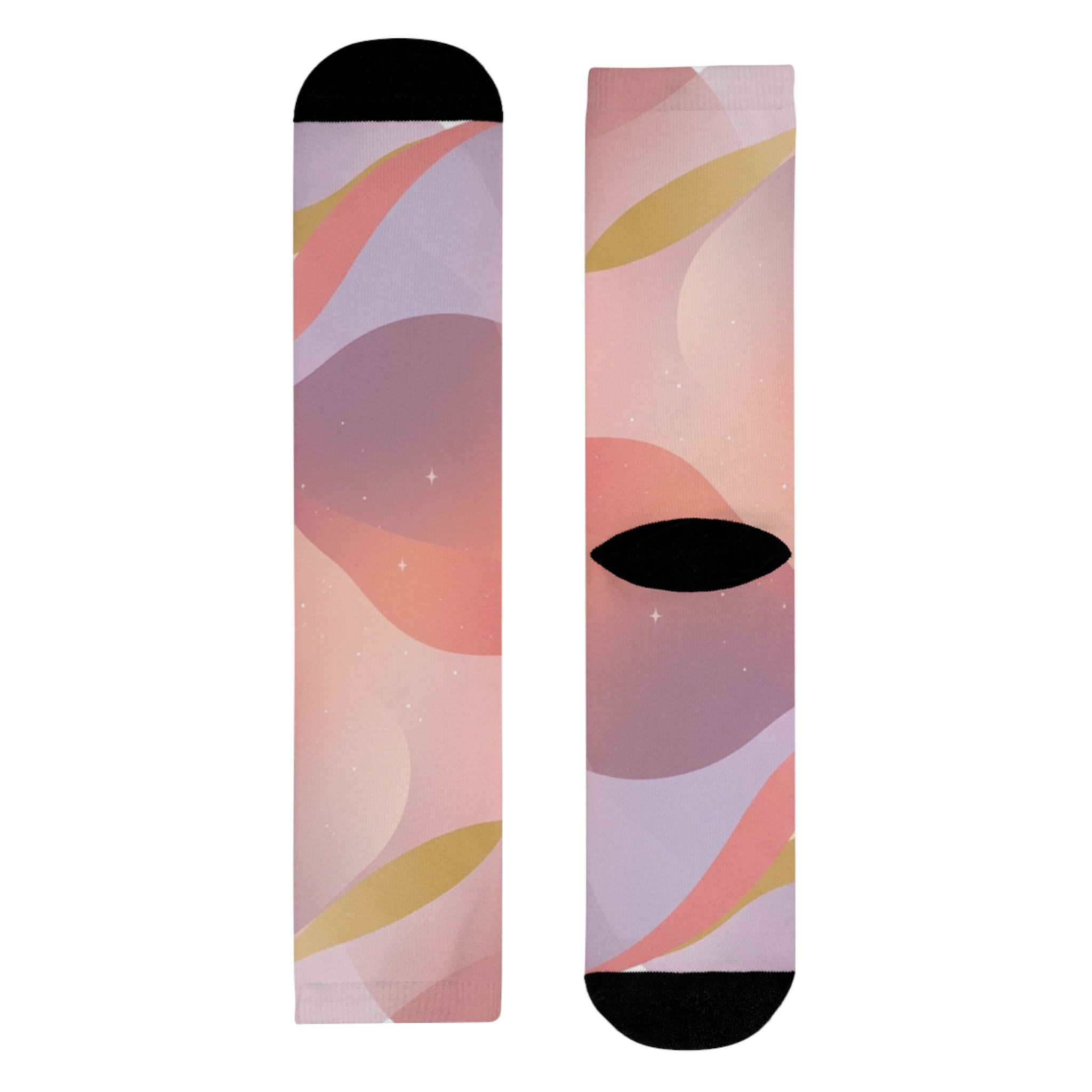 Abstract Pastel Wave Crew Socks — Pink Artistic Sublimation Socks