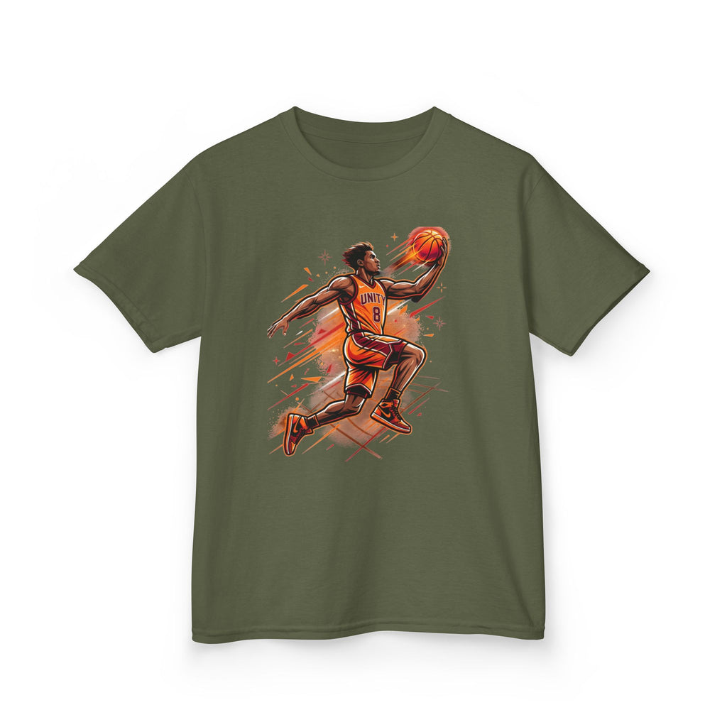 Kids Basketball Player Tee – Slam Dunk Illustration Kids T‑Shirt
