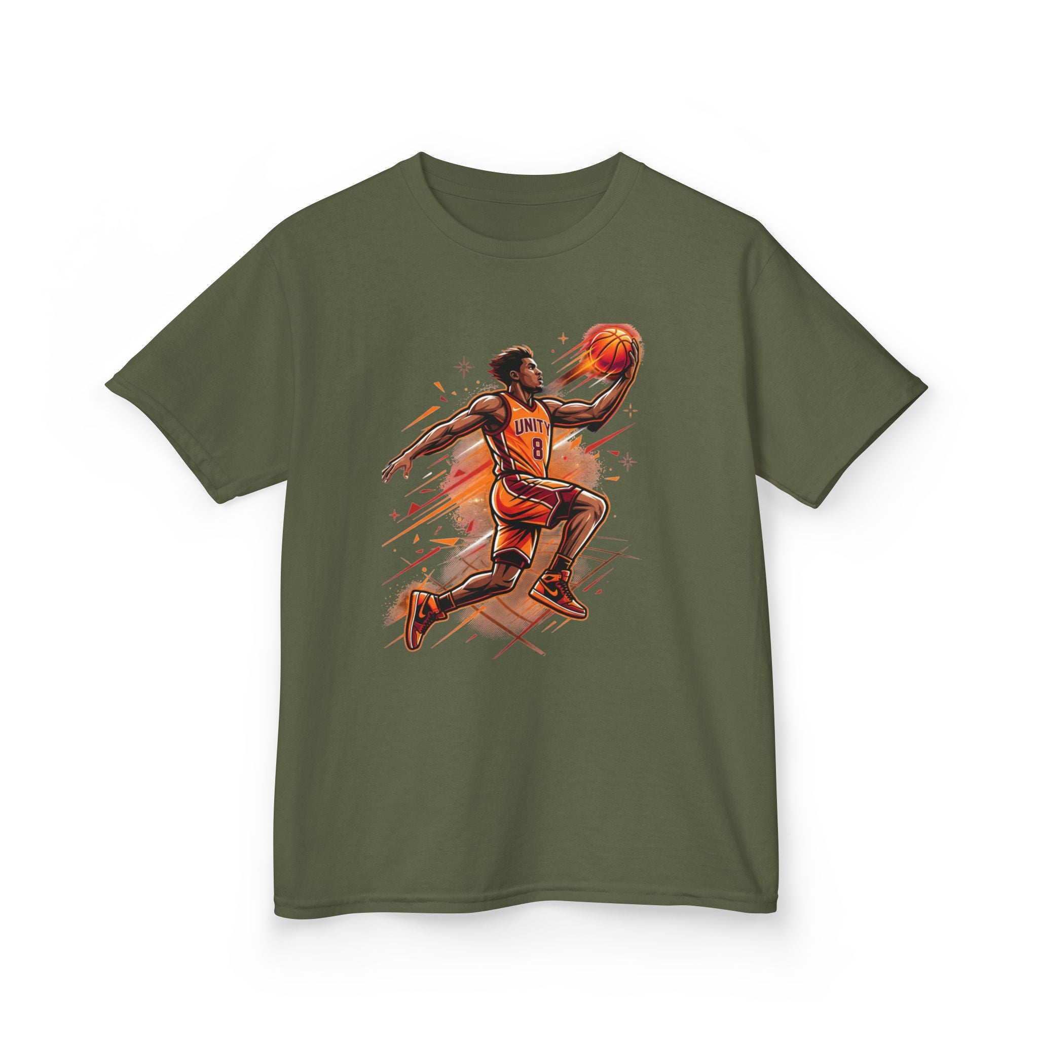 Kids Basketball Player Tee – Slam Dunk Illustration Kids T‑Shirt