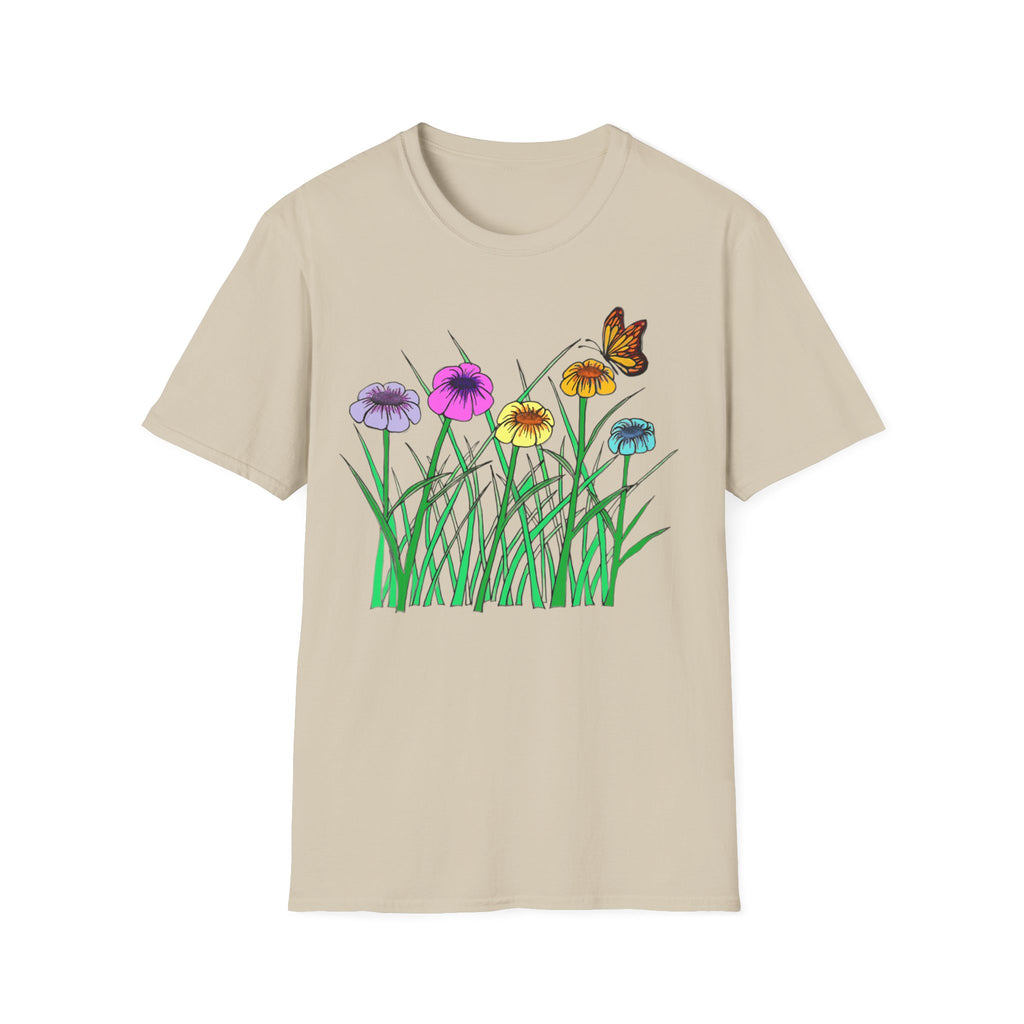 Floral Butterfly Garden T-Shirt — Colorful Wildflower Tee