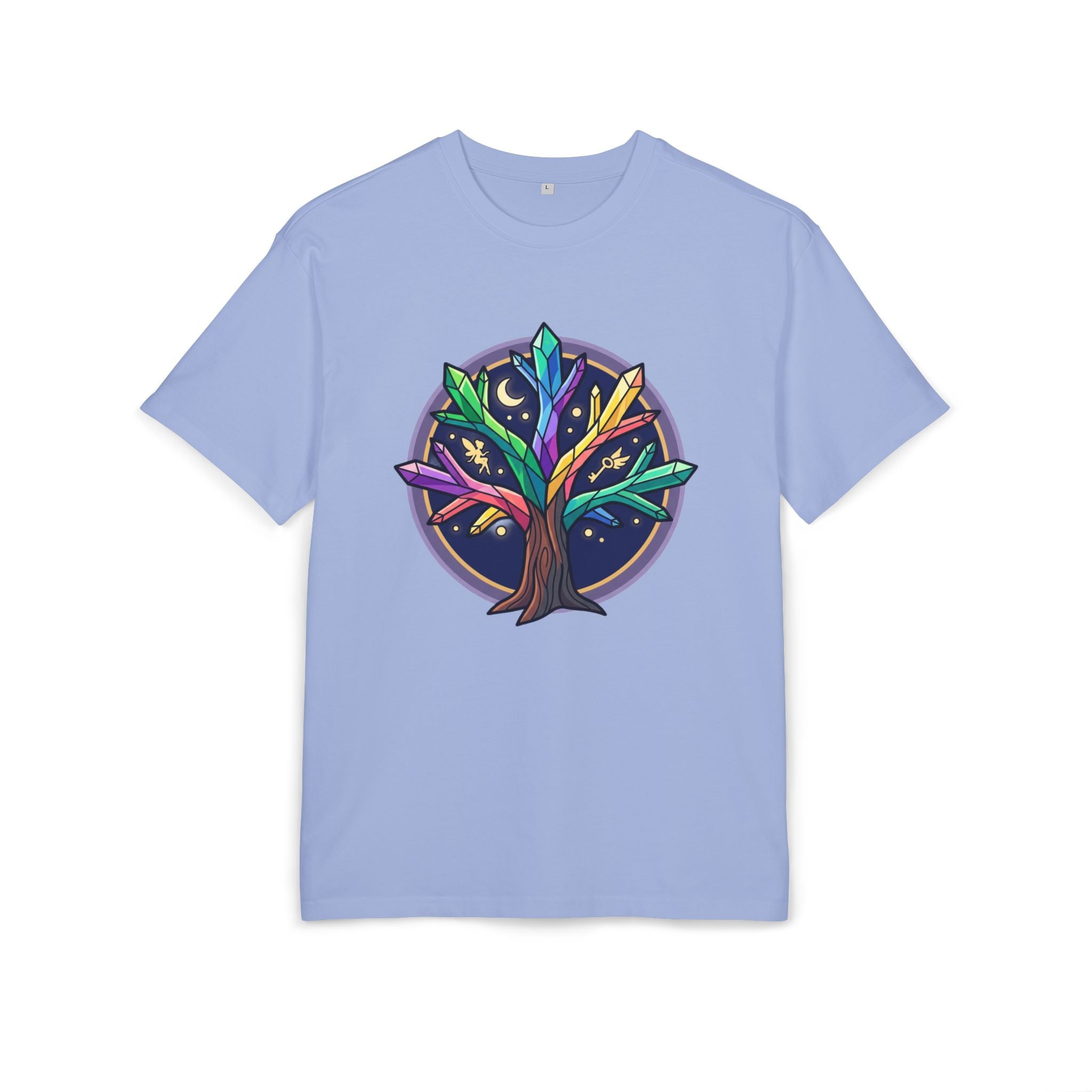 Crystal Tree Graphic Tee — Mystical Gemstone Nature Shirt