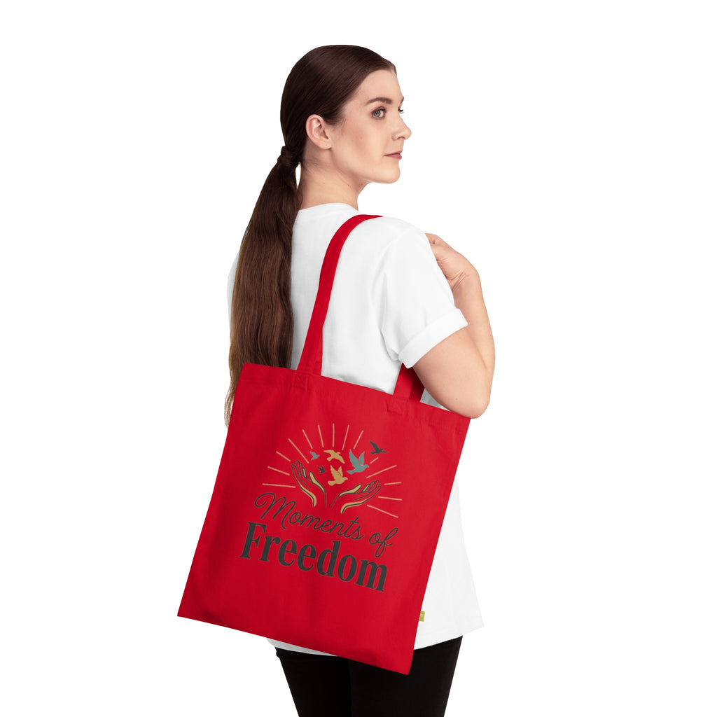 Moments of Freedom Organic Cotton Tote Bag – Eco-Friendly Inspirational Market Bag