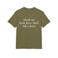 Oversized Tee "Heads up Look, hear, smell Life is here" – Minimalist Inspirational Graphic T-Shirt
