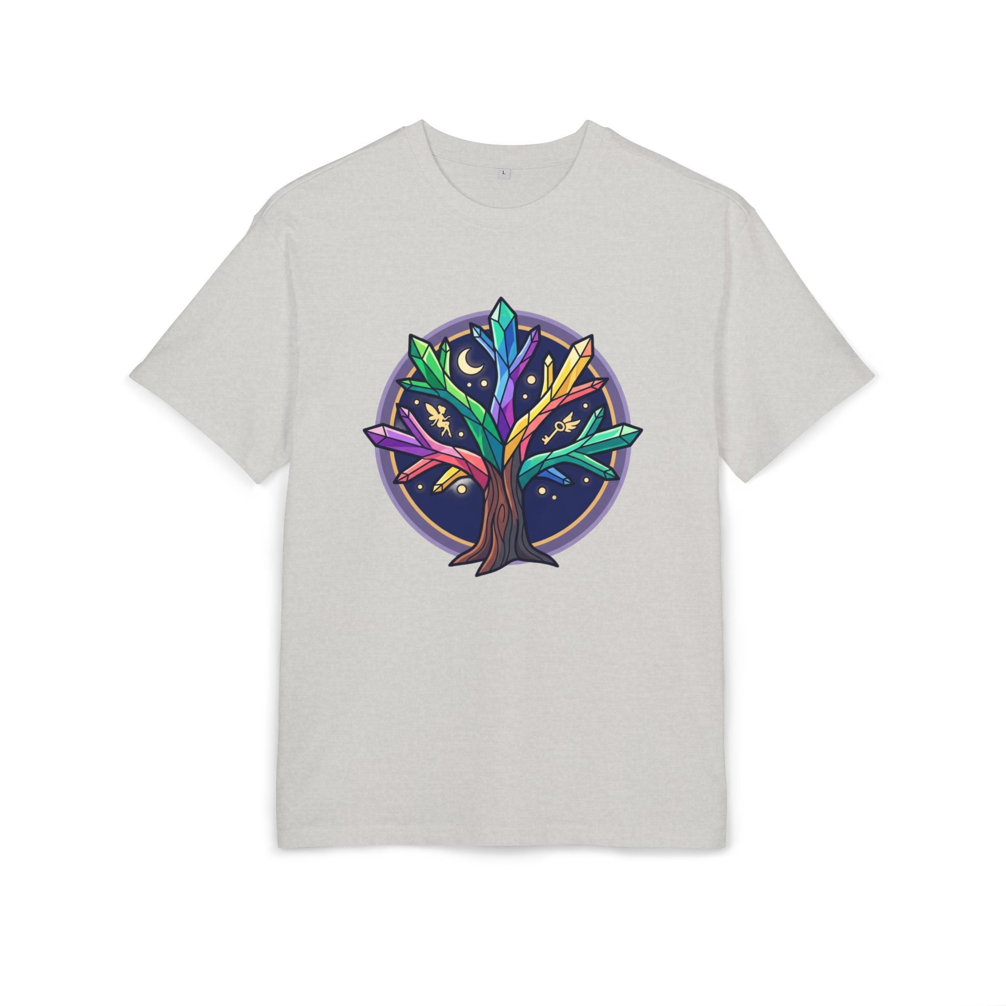 Crystal Tree Graphic Tee — Mystical Gemstone Nature Shirt