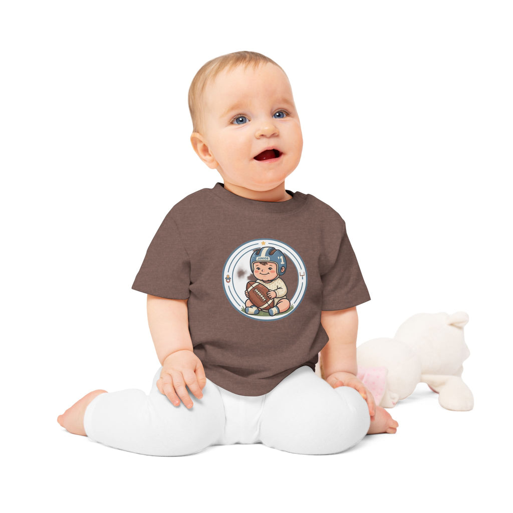 Baby Football Tee – Cute Baby with Helmet & Football Graphic