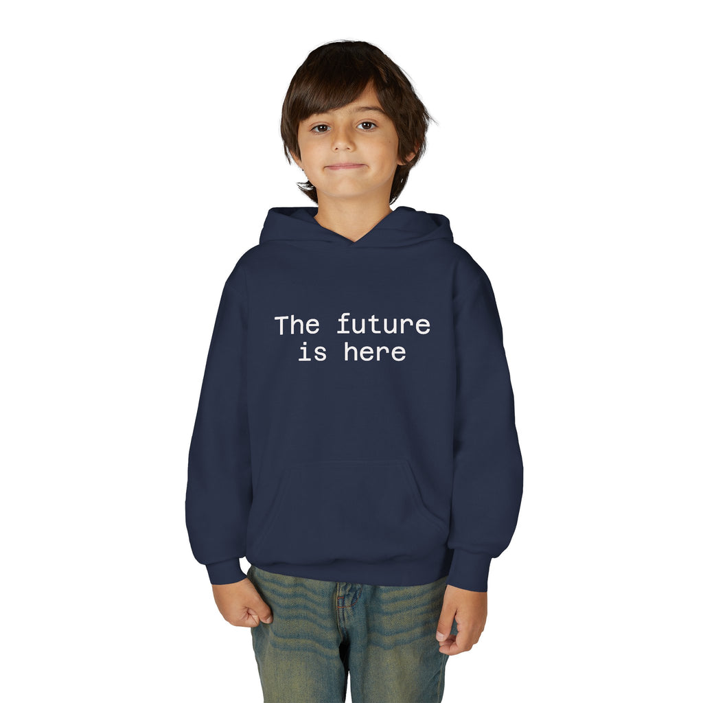 Youth Hoodie “The Future Is Here” Minimalist Slogan Sweatshirt