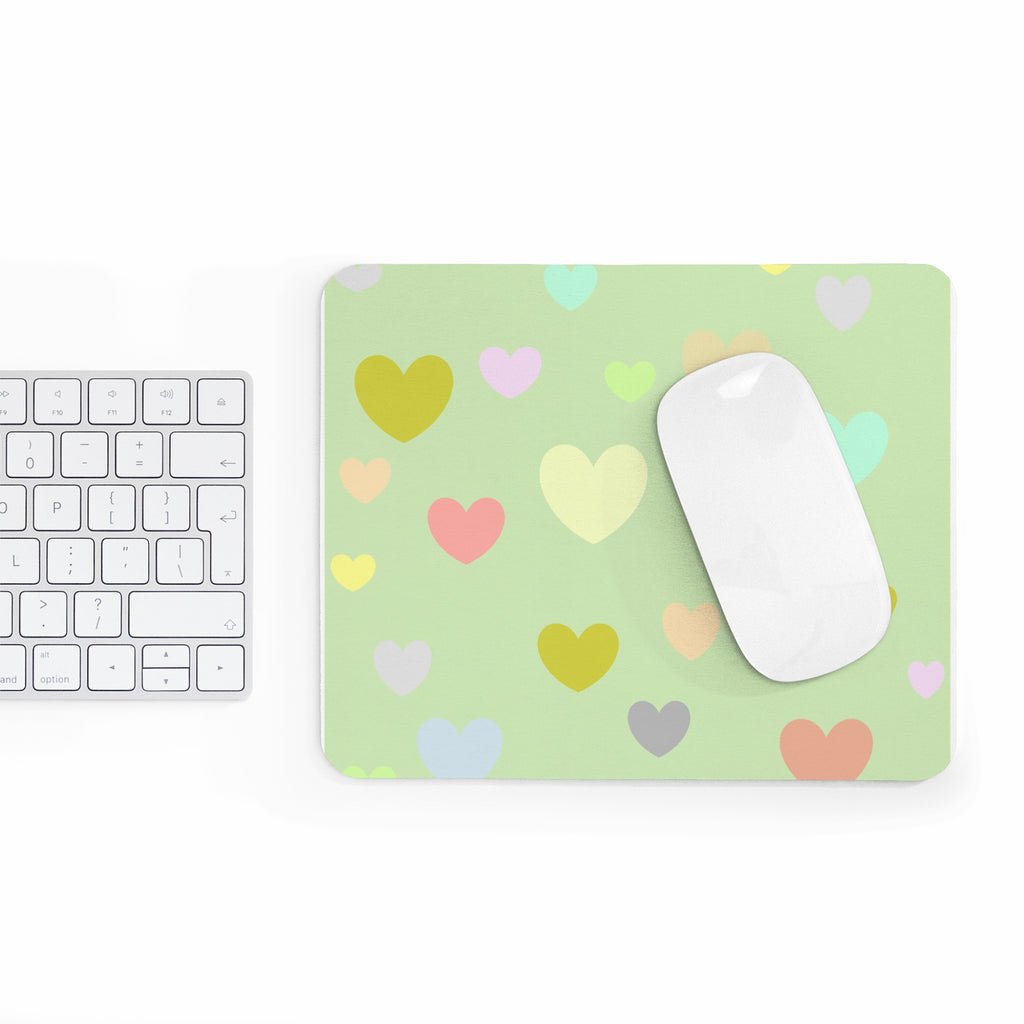 Pastel Heart Mouse Pad — Cute Mint Desk Mat for Office & Home
