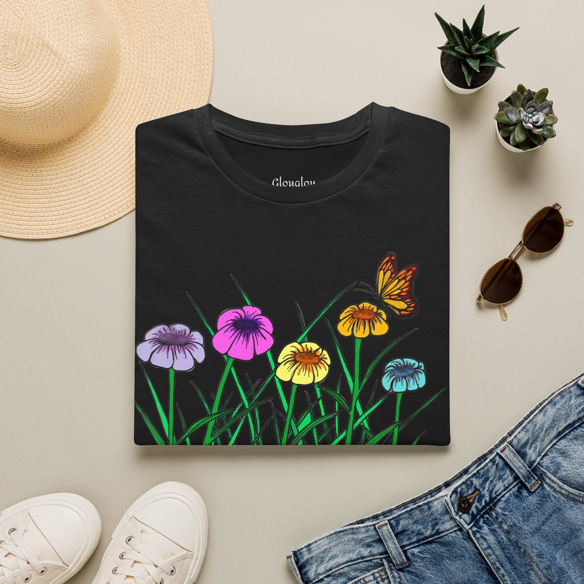 Floral Butterfly Garden T-Shirt — Colorful Wildflower Tee