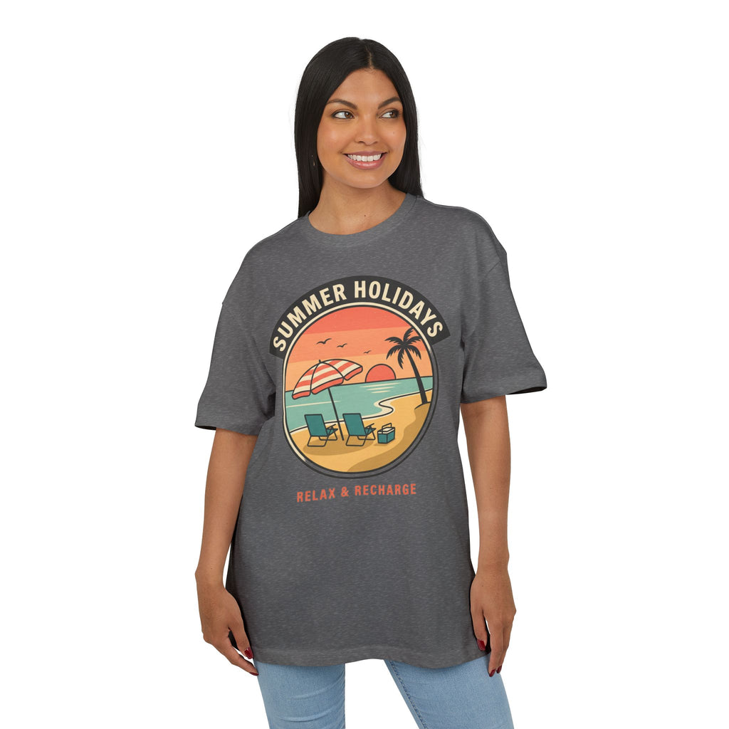 T-Shirt — "Summer Holidays: Relax & Recharge" Beach Graphic Tee